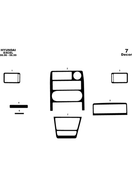 meriç cockpit design Meriç® Hyundai Excel Ön Torpido Kaplama Maun 7 Parça 1991-1994