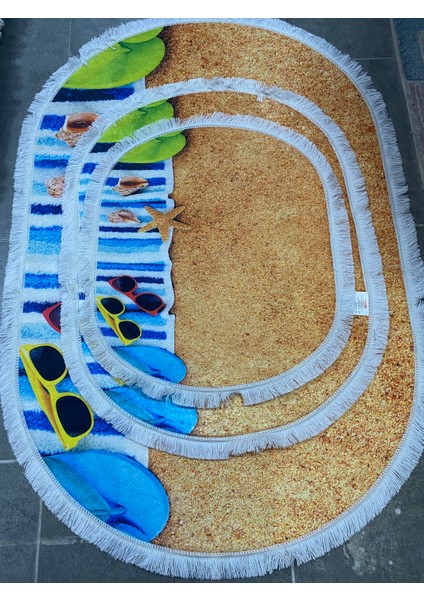 3'lü Set Banyo Halısı Kaymaz Taban Klozet Takımı (120X86 86X66 66X57)