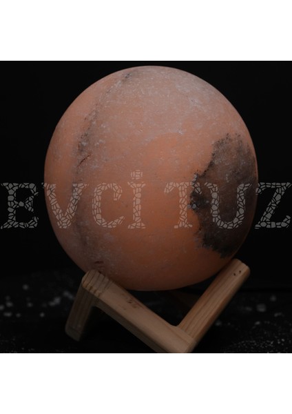 %100 Doğal Kaya Tuzu Lambası Küre Model - Ay Modeli - Tuz Lambası (Gri)