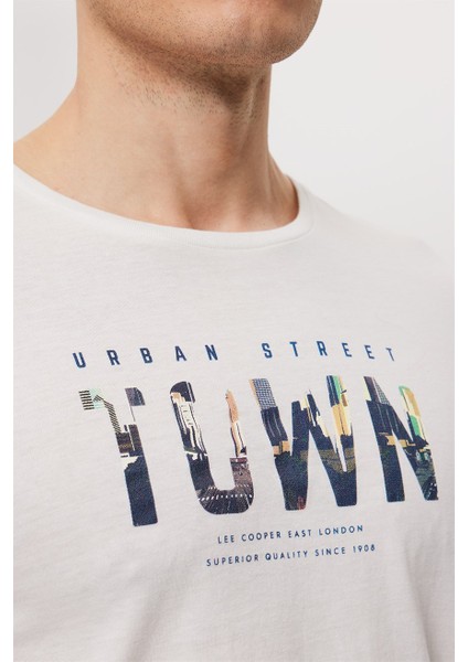 Town Erkek O Yaka T-Shirt Off White