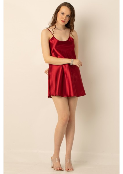 Ince Askılı Mini Saten Gecelik modelleri