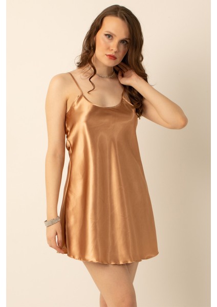 Ince Askılı Mini Saten Gecelik modelleri