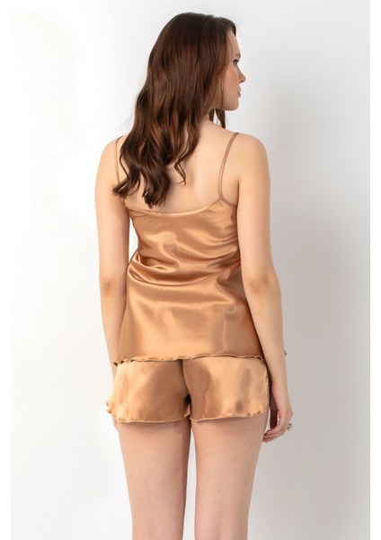 Ince Askılı Güpürlü Saten Şortlu Takım fiyatları