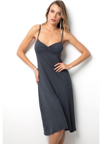 Gri Puantiyeli Penye Gecelik fırsatları