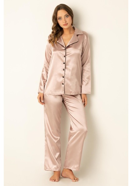 Miorre Uzun Kollu Saten Pijama Takımı