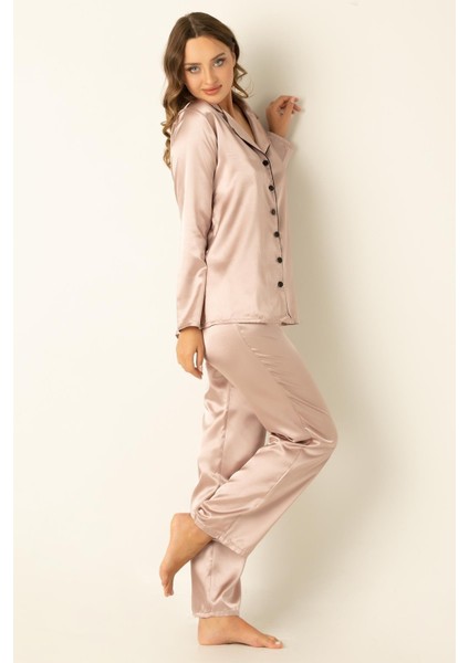 Miorre Uzun Kollu Saten Pijama Takımı