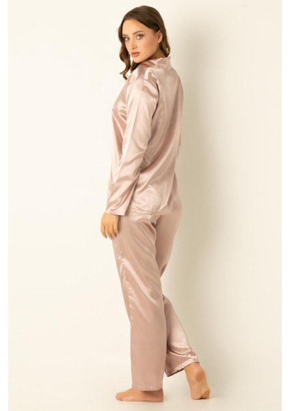 Miorre Uzun Kollu Saten Pijama Takımı