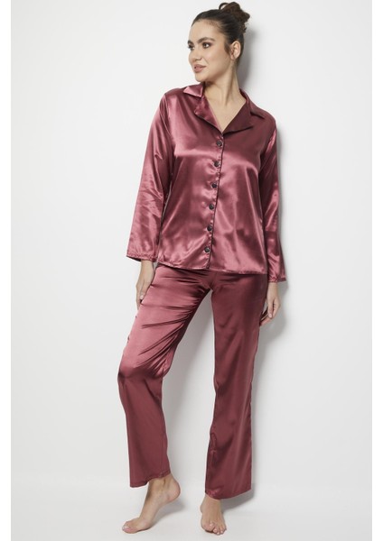 Kadın Eflatun Uzun Kol Pijama Takım fırsatları
