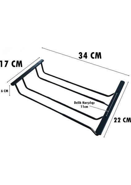 TAVANA MONTE 2 BÖLMELİ SİYAH PASLANMAZ METAL KADEH ASKISI