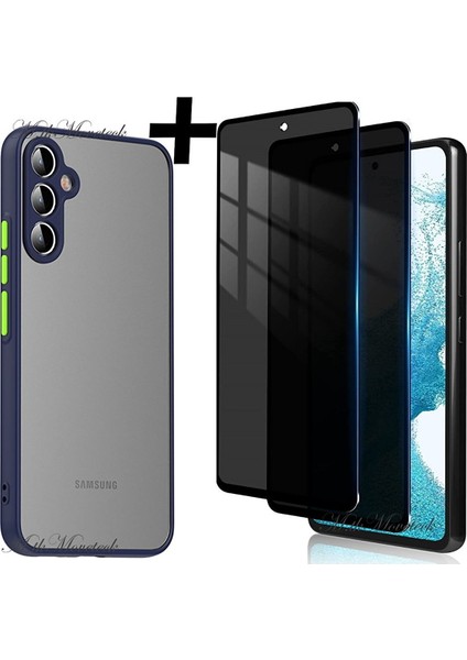 MTK Moveteck Samsung Galaxy A34 5g Kılıf Kamera Korumalı Arkası Mat Buzlu Tuşları Renkli Silikon + Hayalet Cam Seti