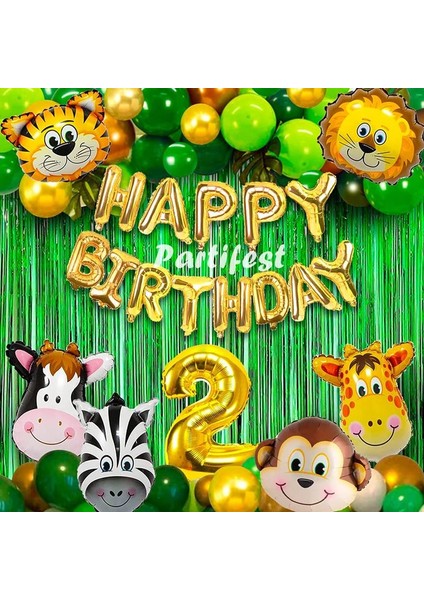 Safari Hayvanlar 2 Yaş Balon Set Safari Konsept Folyo Helyum Balon Set Safari Konsept Doğum Günü Set