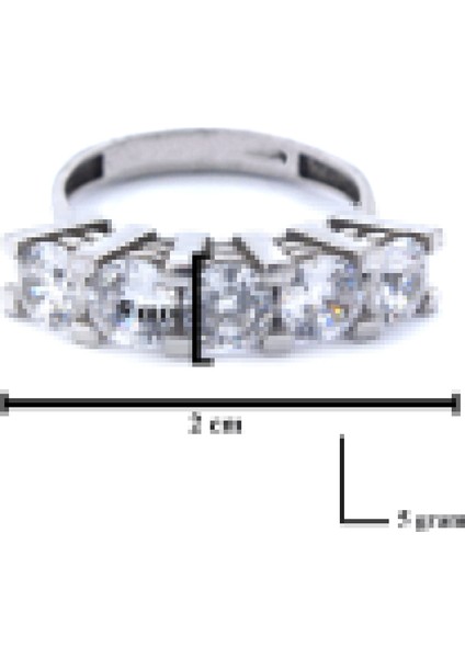 925 Ayar Gümüş Zirkon Baget Taşlı 5 Taş Kadın Yüzük GKY-117 modelleri