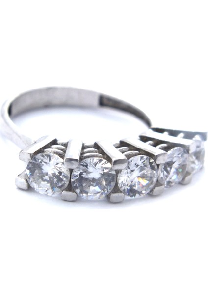 925 Ayar Gümüş Zirkon Baget Taşlı 5 Taş Kadın Yüzük GKY-117 fırsatları