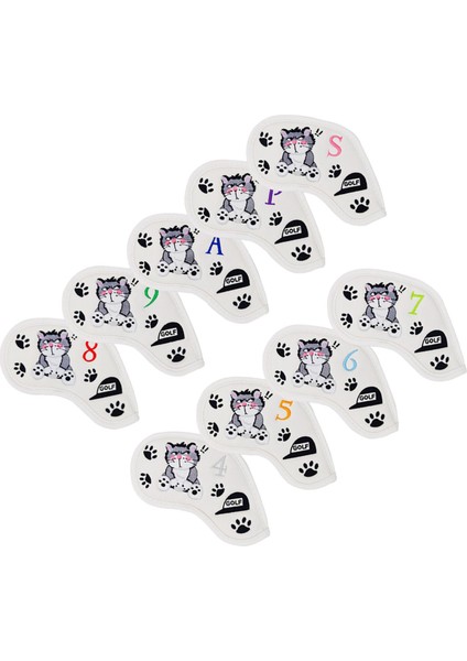 9x Pu Golf Demir Kapakları Set Işlemeli Kediler Desen 4 5 6 7 8 9 P A S (Yurt Dışından)