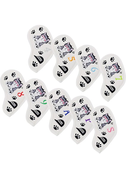 9x Pu Golf Demir Kapakları Set Işlemeli Kediler Desen 4 5 6 7 8 9 P A S (Yurt Dışından)