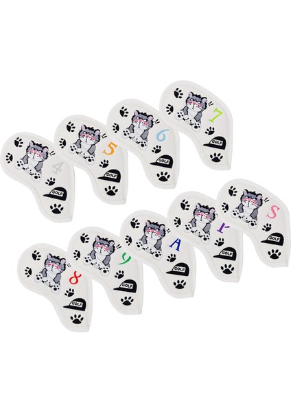 9x Pu Golf Demir Kapakları Set Işlemeli Kediler Desen 4 5 6 7 8 9 P A S (Yurt Dışından)