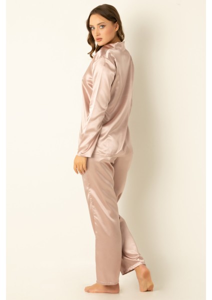 Uzun Kollu Saten Pijama Takımı indirimleri