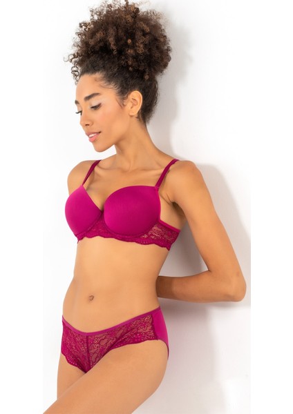 Push-Up Dolgulu Dantel Detaylı Sütyen Takım