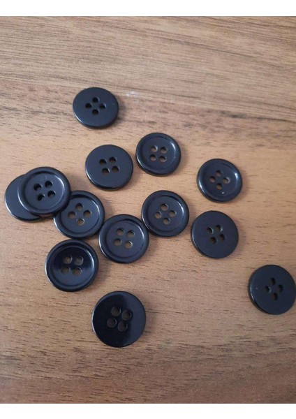 Siyah 1,5 cm Polyester Düğme 1 Paket 40 Adet