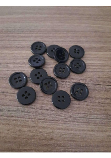 Siyah 1,5 cm Polyester Düğme 1 Paket 40 Adet