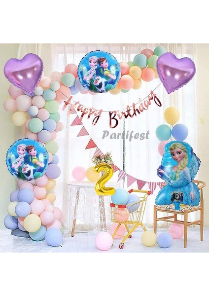 Frozen Elsa 3 Yaş Balon Seti Karlar Ülkesi Konsept Helyum Balon Set Frozen Elsa Doğum Günü Set