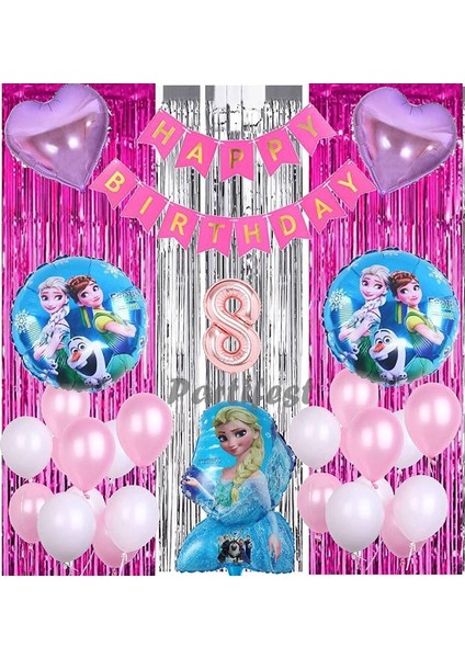 Frozen Elsa 8 Yaş Balon Seti Karlar Ülkesi Konsept Helyum Balon Set Frozen Elsa Doğum Günü Set