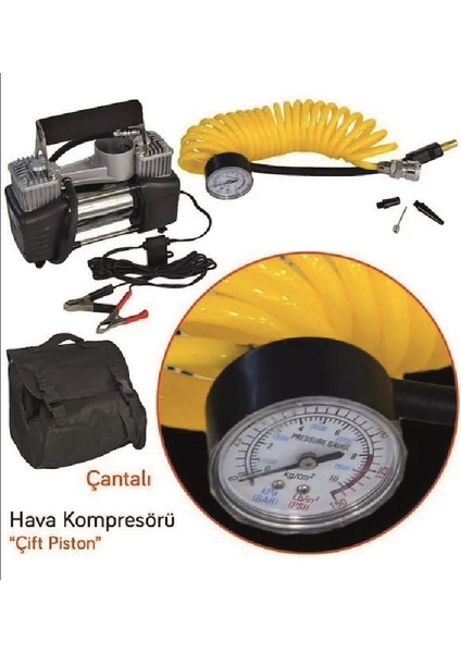Hava Kompresörü Metal 12V Jumbo Çift Pistonlu BR2491307