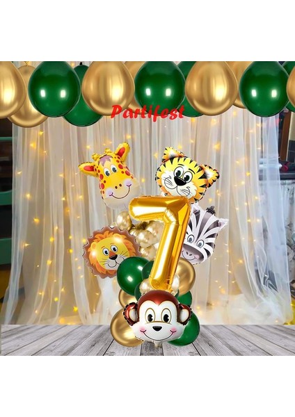 Safari Hayvanlar 7 Yaş Balon Set Safari Konsept Helyum Balon Set Safari Doğum Günü Set