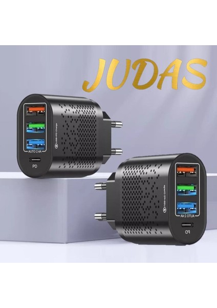 C5 Type-C+3 Usb Port Şarj Adaptörü + C1 Type-C To Type-C 5A/100W Şarj ve Data Kablosu -2mt