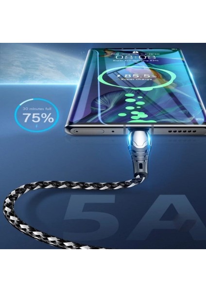 A8 Çoklu Şarj Adaptörü + J2 Type-C 5A Şarj Kablosu - 2 mt