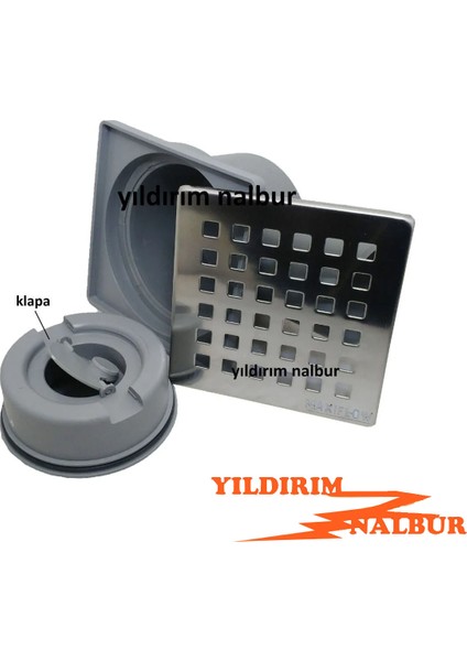 Yıldırım Nalbur Yer Sifonu 10X10X50 Krom Kapak Çekvalfli Banyo Balkon Gideri Yersifon