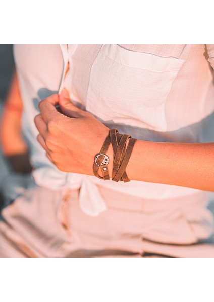 Vintage Baskısız Deri Bileklik - Erkek / Kadın