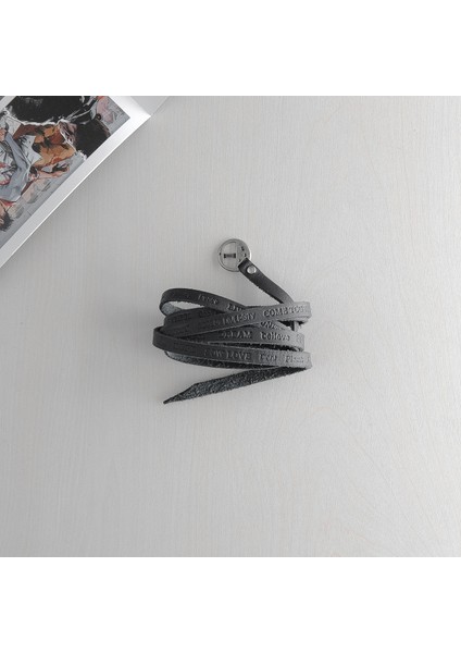 Vintage Baskısız Deri Bileklik - Erkek / Kadın fiyatları