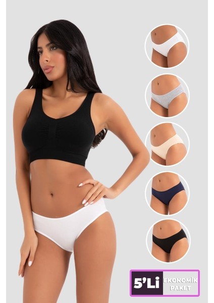 (5 Adet) Yüksekbel Classic High Leg Brief Kadın Külot 2057