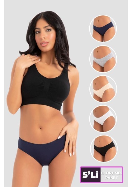 (5 Adet) Yüksekbel Classic High Leg Brief Kadın Külot 2057