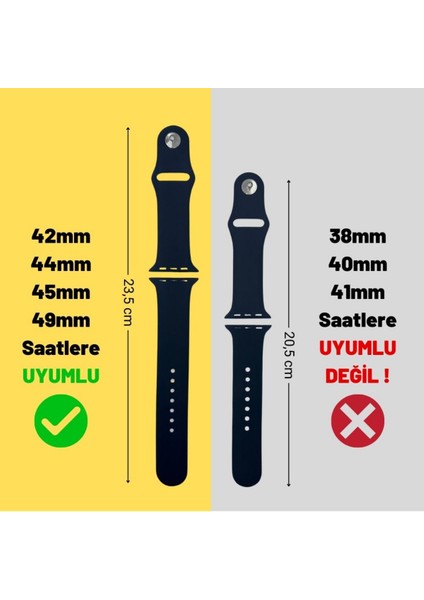 Apple Watch Silikon Kordon 1/2/3/4/5/6/7/8/9/S E ve Ultra Serileri ile Uyumlu 42MM-44MM-45MM Uyumlu