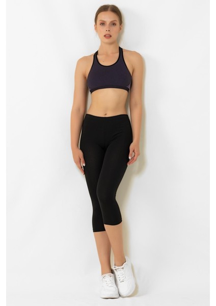 Kadın Siyah Modal Kapri Tayt