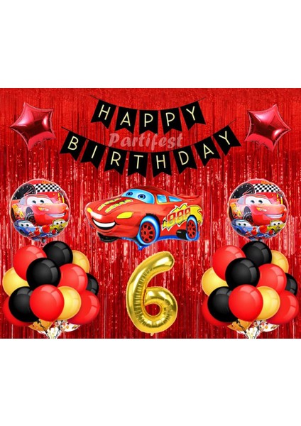 Arabalar 6 Yaş Balon Seti Cars Konsept Helyum Balon Set Şimşek Mcqueen Doğum Günü Set