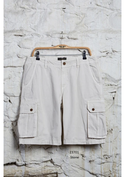 Men Cargo Short Erkek Bej Şort 23701-22