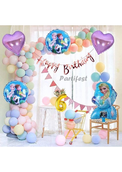 Frozen Elsa 6 Yaş Balon Seti Karlar Ülkesi Konsept Helyum Balon Set Frozen Elsa Doğum Günü Set