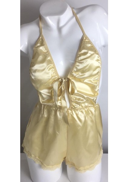 Kadın Pudra Saten Şortlu Takım 001-000406