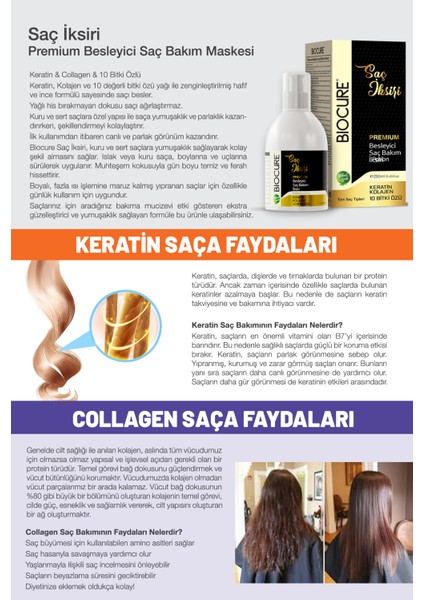 Saç İksiri Premium Besleyici Saç Bakım Maskesi Keratin Collagen 10 Bitki Özlü 250 ml fırsatları