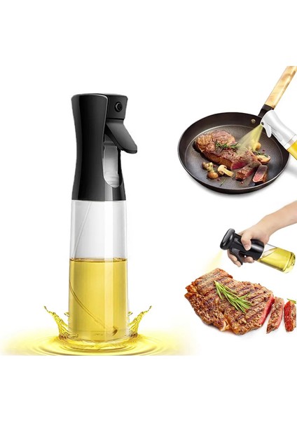 Yemeklik Yağ Spreyi Airfryer Yağdanlık Zeytinyağı ve Limon Yağı Sprey Şişesi Siyah