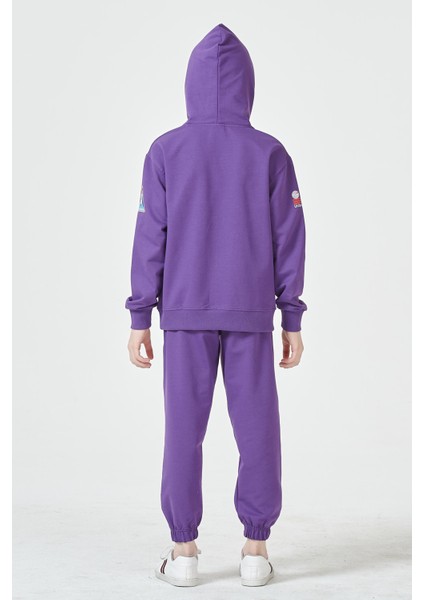 Erkek Çocuk Unisex Nasa Baskı Detaylı Oversize Kapüşonlu Çocuk Eşofman Takımı