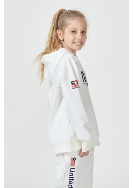 Kız Çocuk Unisex Grimelanj Nasa Baskı Detaylı Oversize Kapüşonlu Çocuk Eşofman Takımı fiyatları