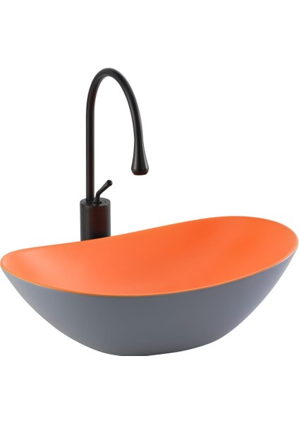 EY-8000MGT Tezgah Üstü Lavabo Gri & Turuncu