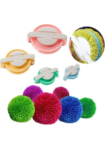 Ponpon Makinası 4'lü Set Ponponmatik 4 Farklı Boy
