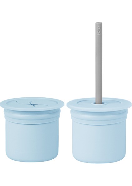 Oioi Ham Hüp Silikon Pipetli Bardak 6+ Ay Mineral Blue - Powder Grey