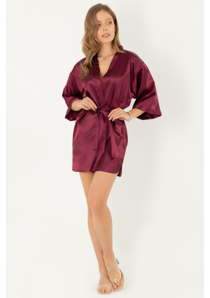 Kuşaklı Saten Sabahlık