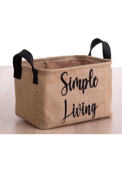 Jüt Kumaş Simple Living Baskılı Dikdörtgen Sepet 14X25X18